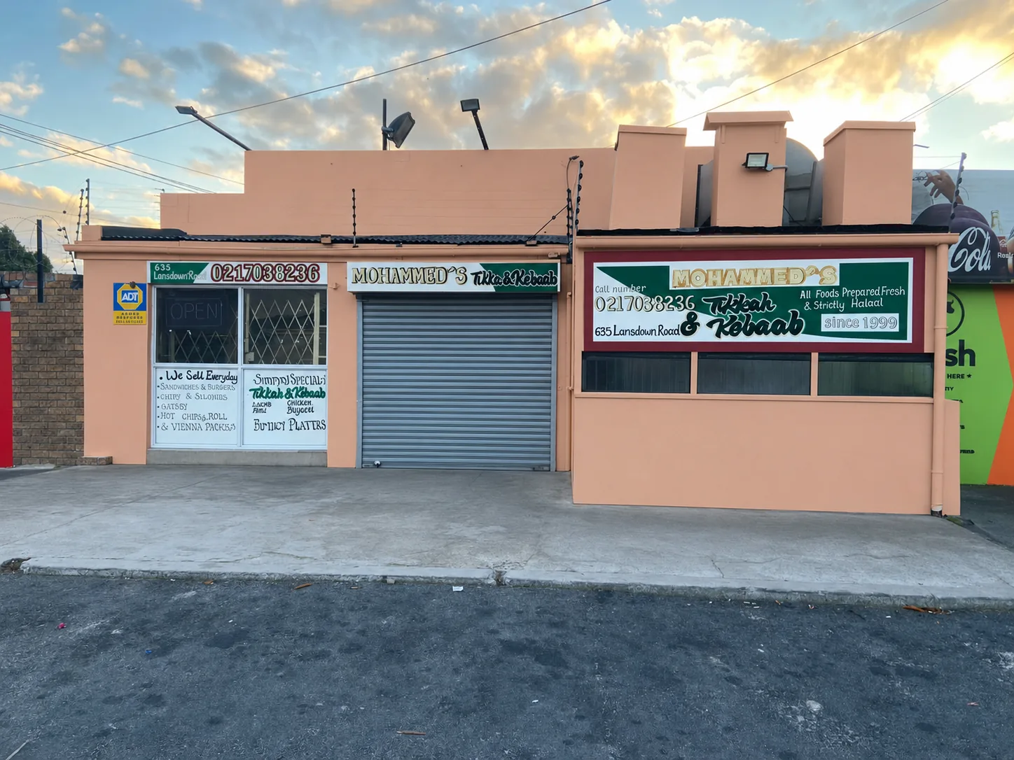 Exterior storefront of Mohammed’s Tikka & Kebaab in Lansdowne, Cape Town